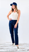 Spring Italian Jogger Pant - Navy-180 Joggers-Italianissimo-Coastal Bloom Boutique, find the trendiest versions of the popular styles and looks Located in Indialantic, FL