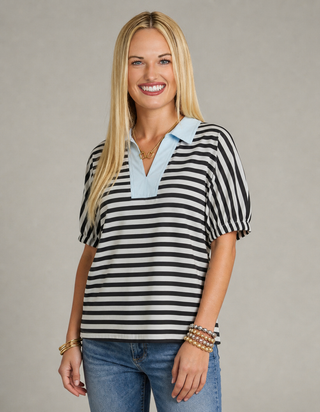 Fresh Take on Classic Stripes Top - Black/White