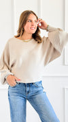 Soft Ribbed Knit Sweater - Sand Beige-140 Sweaters-Zenana-Coastal Bloom Boutique, find the trendiest versions of the popular styles and looks Located in Indialantic, FL