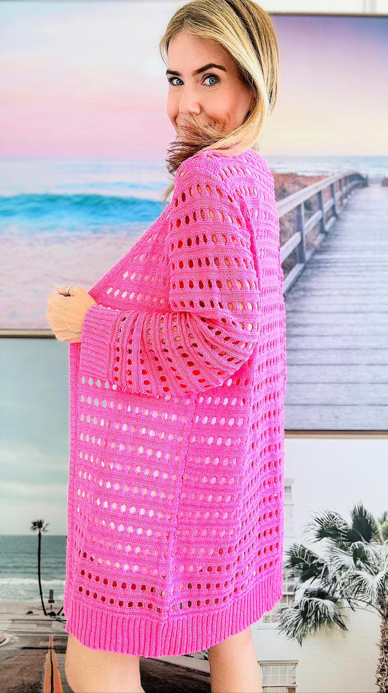 Knitted Long Cardigan-Fuchsia-150 Cardigans/Layers-BIBI-Coastal Bloom Boutique, find the trendiest versions of the popular styles and looks Located in Indialantic, FL