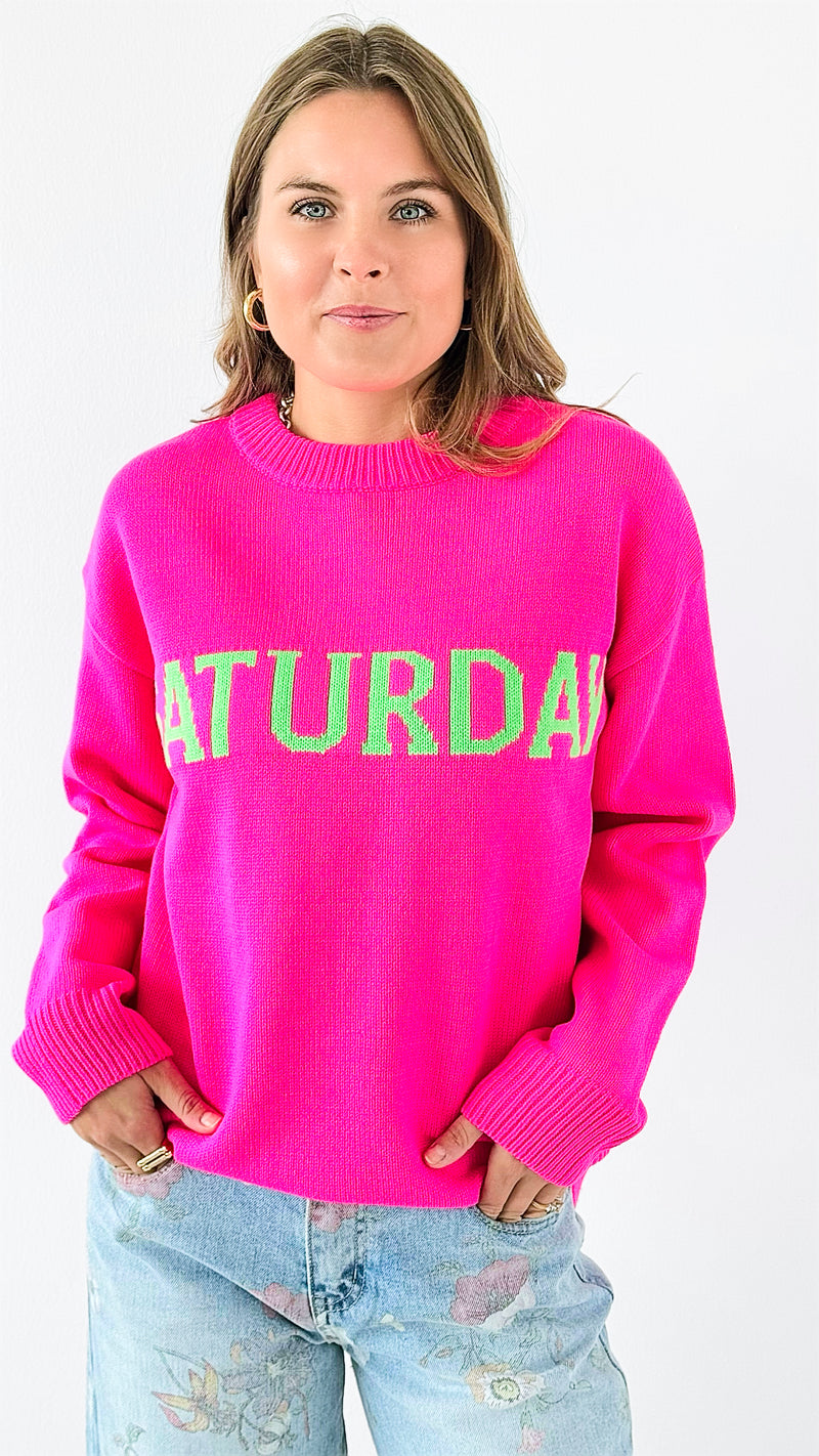 Day Glow Weekend Knit-110 Long Sleeve Tops-English Factory-Coastal Bloom Boutique, find the trendiest versions of the popular styles and looks Located in Indialantic, FL