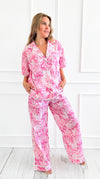 Print Pajama Set with Trim-210 Loungewear/Sets-Fantastic Fawn-Coastal Bloom Boutique, find the trendiest versions of the popular styles and looks Located in Indialantic, FL