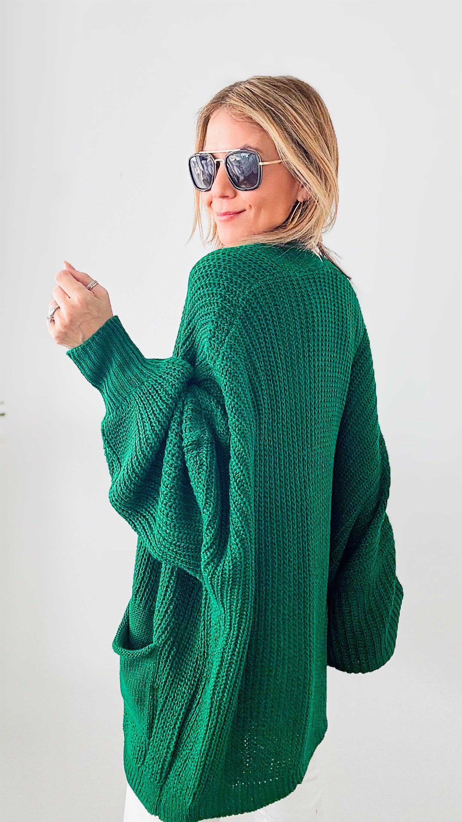 Sugar High Italian Cardigan - Kelly Green-150 Cardigans/Layers-Yolly-Coastal Bloom Boutique, find the trendiest versions of the popular styles and looks Located in Indialantic, FL
