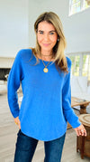 Soho Italian Boatneck Pullover - French Blue-140 Sweaters-Italianissimo-Coastal Bloom Boutique, find the trendiest versions of the popular styles and looks Located in Indialantic, FL