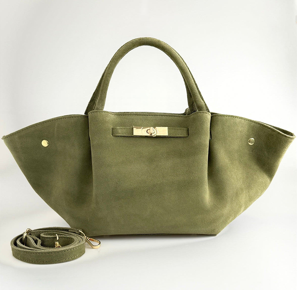 Italian Suede Crescent Tote- Sage-240 Bags-DEDA LEATHER-Coastal Bloom Boutique, find the trendiest versions of the popular styles and looks Located in Indialantic, FL