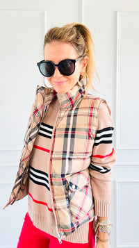 Plaid Printed Padded Vest-vest-Jodifl-Coastal Bloom Boutique, find the trendiest versions of the popular styles and looks Located in Indialantic, FL