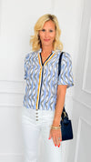 Speed Track Zig Zag Stripe Blouse-110 short Sleeve Top-VOY-Coastal Bloom Boutique, find the trendiest versions of the popular styles and looks Located in Indialantic, FL