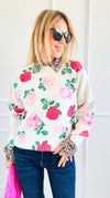 Garden Bloom Crew Neck Sweater-140 Sweaters-Vine & Love-Coastal Bloom Boutique, find the trendiest versions of the popular styles and looks Located in Indialantic, FL