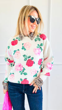 Garden Bloom Crew Neck Sweater-140 Sweaters-Vine & Love-Coastal Bloom Boutique, find the trendiest versions of the popular styles and looks Located in Indialantic, FL