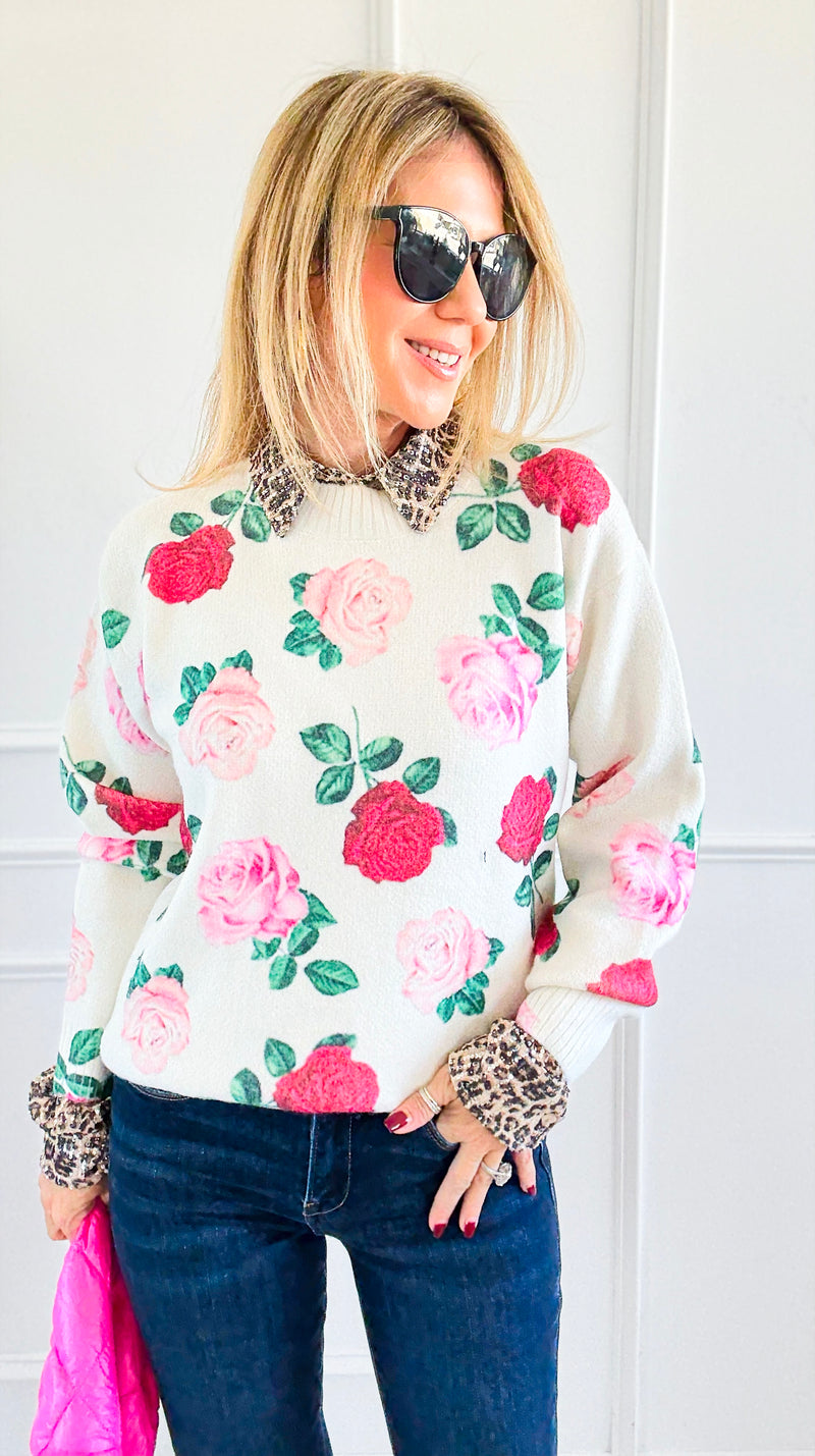 Garden Bloom Crew Neck Sweater-140 Sweaters-Vine & Love-Coastal Bloom Boutique, find the trendiest versions of the popular styles and looks Located in Indialantic, FL