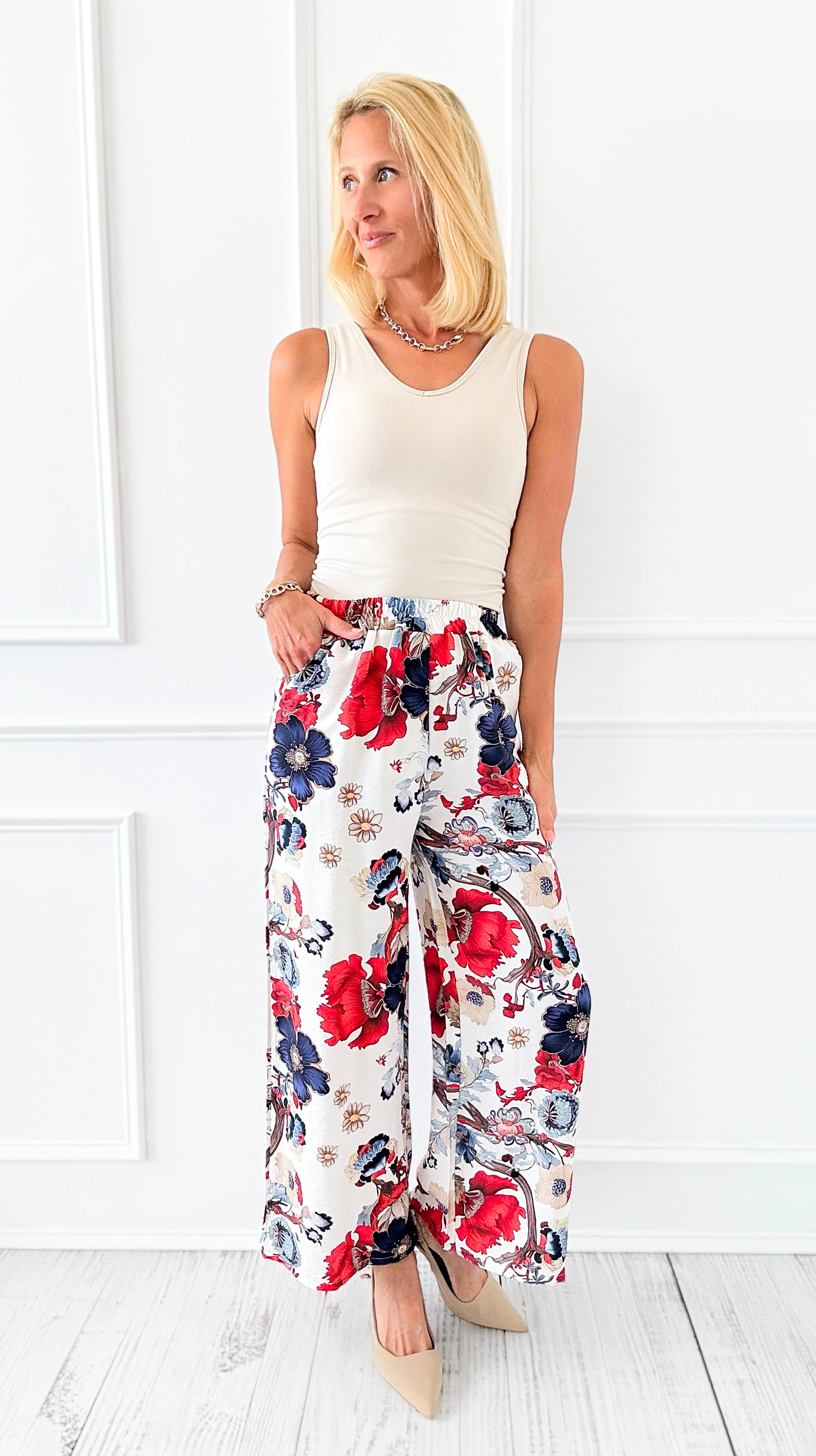 Garden Grove Italian Pant- Red-100 Pants-Italianissimo-Coastal Bloom Boutique, find the trendiest versions of the popular styles and looks Located in Indialantic, FL