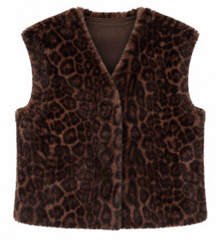 Leopard Print Open Front Vest