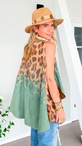 Modern Edge Printed Italian Top - Ombre Leopard