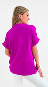 The Jetsetter Blouse - Magenta-110 short Sleeve Top-2 Hearts-Coastal Bloom Boutique, find the trendiest versions of the popular styles and looks Located in Indialantic, FL