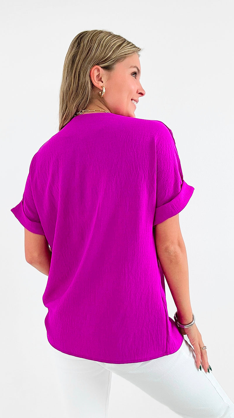 The Jetsetter Blouse - Magenta-110 short Sleeve Top-2 Hearts-Coastal Bloom Boutique, find the trendiest versions of the popular styles and looks Located in Indialantic, FL