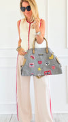Patch Perfect Italian Tote Bag- Grey-240 Bags-DEDA SRL-Coastal Bloom Boutique, find the trendiest versions of the popular styles and looks Located in Indialantic, FL