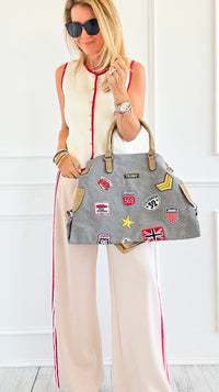 Patch Perfect Italian Tote Bag- Grey-240 Bags-DEDA SRL-Coastal Bloom Boutique, find the trendiest versions of the popular styles and looks Located in Indialantic, FL