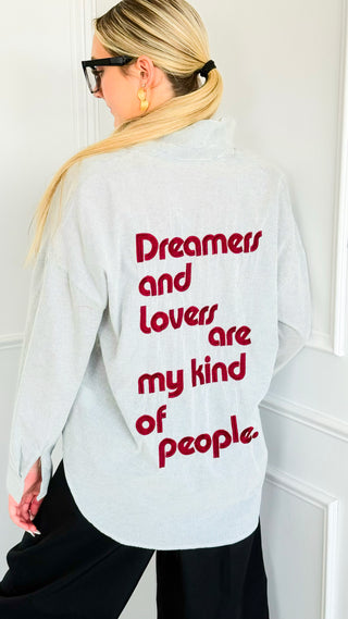 Dreamer Pinstripe Statement Blouse