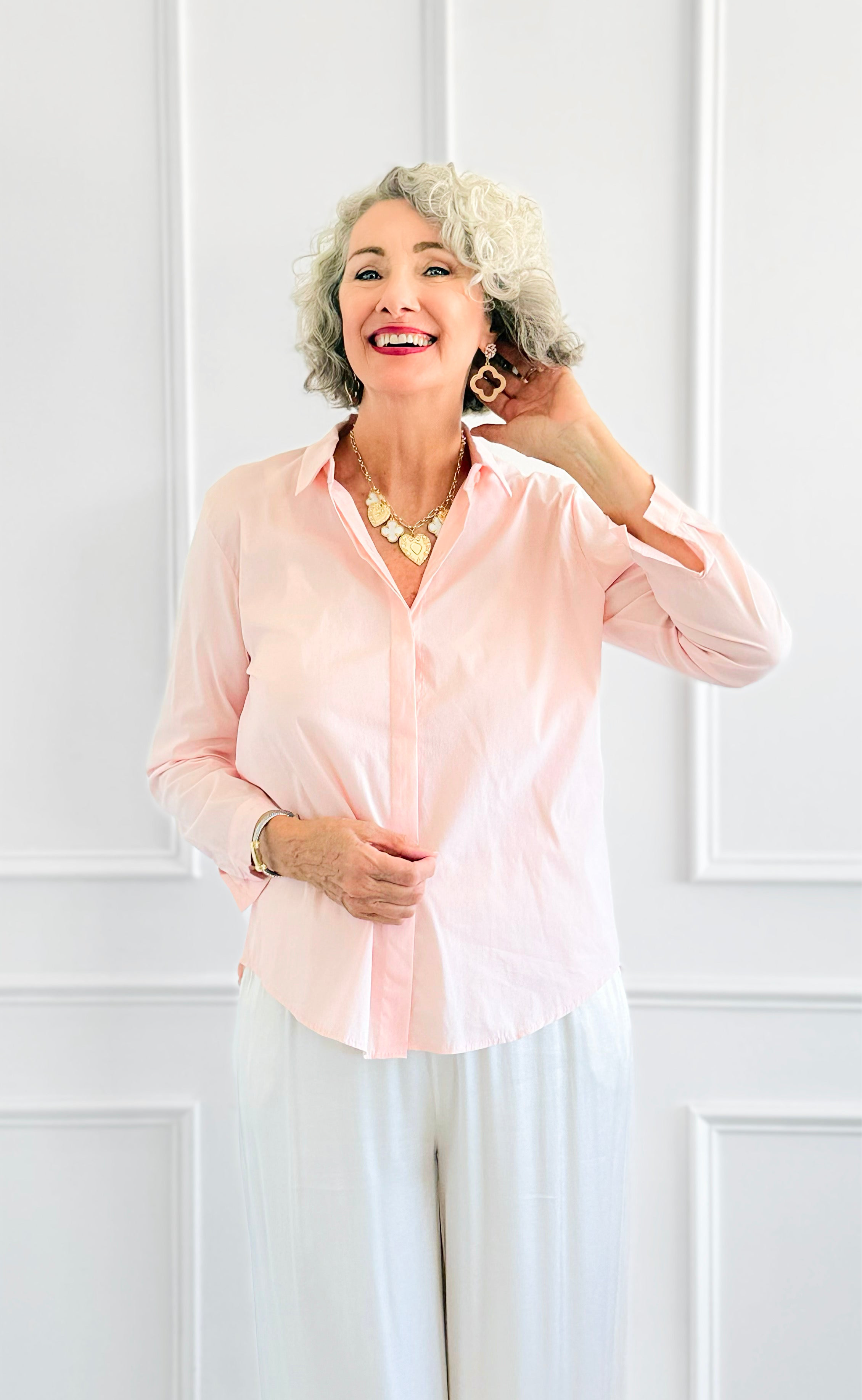 Under Pressure Italian Blouse- Light Pink-130 Long sleeve top-Italianissimo/ JOY & LOVE-Coastal Bloom Boutique, find the trendiest versions of the popular styles and looks Located in Indialantic, FL