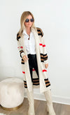 Striped Long Knitted Cardigan-Stone-150 Cardigans/Layers-Italianissimo-Coastal Bloom Boutique, find the trendiest versions of the popular styles and looks Located in Indialantic, FL