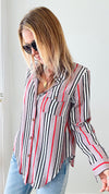 London Meeting Stripe Blouse - Lavender/Grey-130 Long Sleeve Tops-Michel-Coastal Bloom Boutique, find the trendiest versions of the popular styles and looks Located in Indialantic, FL