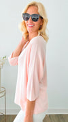 Sundays Ribbed Italian Top - Light Pink-130 Long Sleeve Tops-Italianissimo-Coastal Bloom Boutique, find the trendiest versions of the popular styles and looks Located in Indialantic, FL
