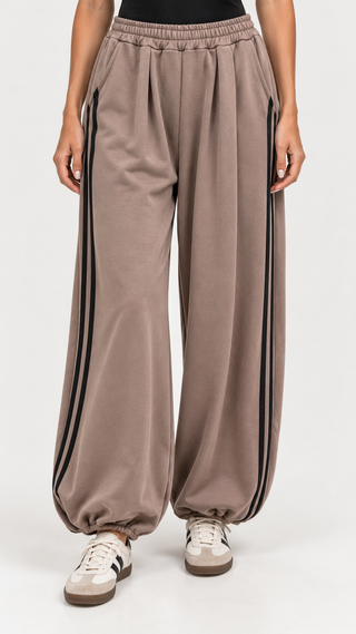 Double Take Track Italian Jogger Pant- Taupe