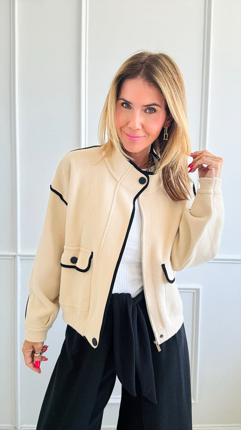 Contrast High Neck Jacket-160 Jackets-BucketList-Coastal Bloom Boutique, find the trendiest versions of the popular styles and looks Located in Indialantic, FL