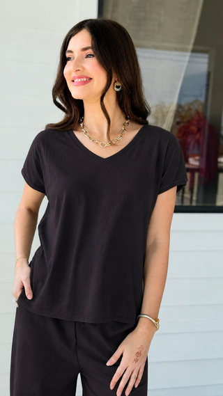 Alys Cotton Italian Top- Chocolate