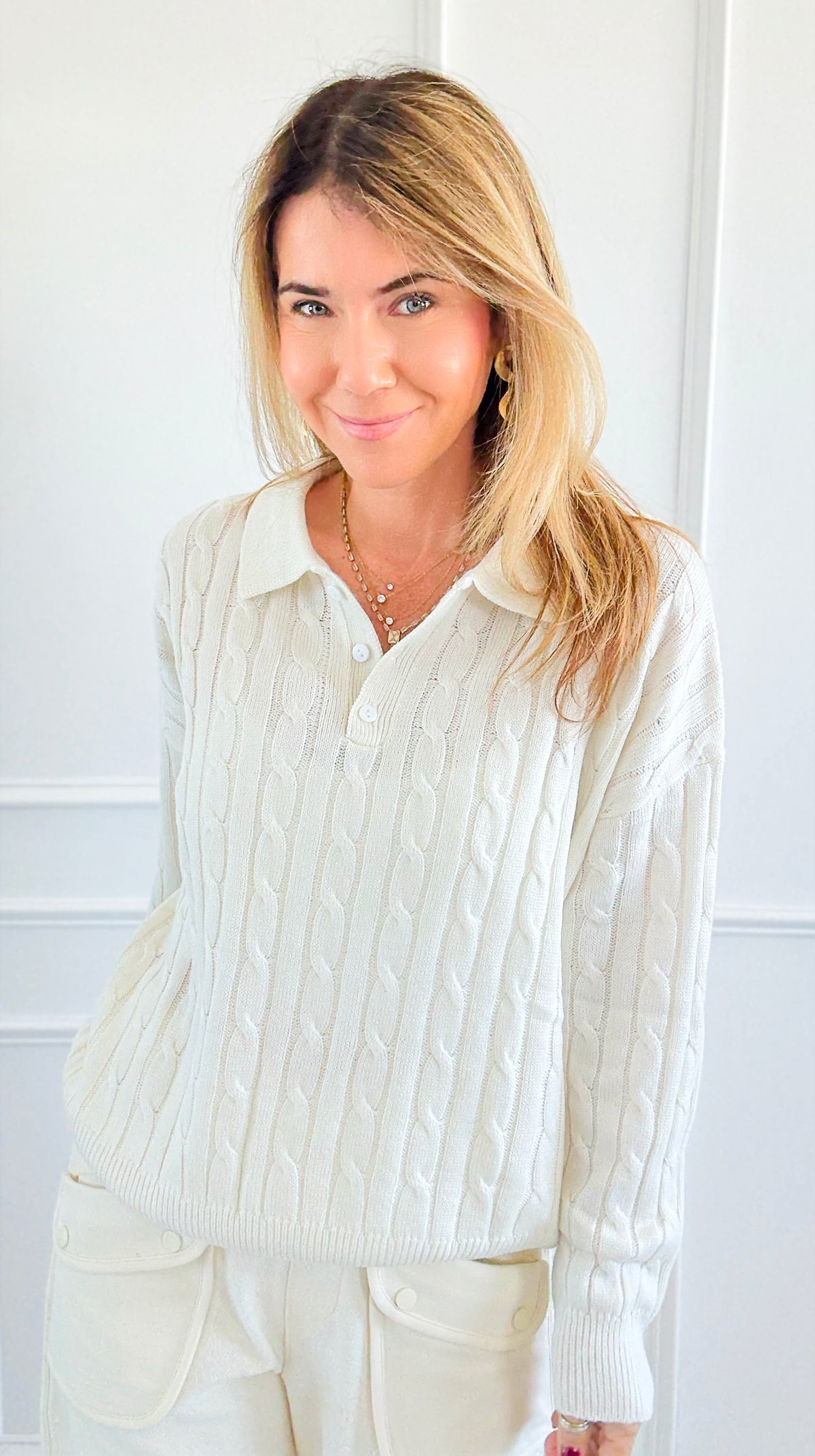 Cozy Cable Knit Sweater-Off White-140 Sweaters-V SKY-Coastal Bloom Boutique, find the trendiest versions of the popular styles and looks Located in Indialantic, FL
