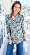 Camo Cinched Printed Jacket-160 Jackets-NoaBoa-Coastal Bloom Boutique, find the trendiest versions of the popular styles and looks Located in Indialantic, FL