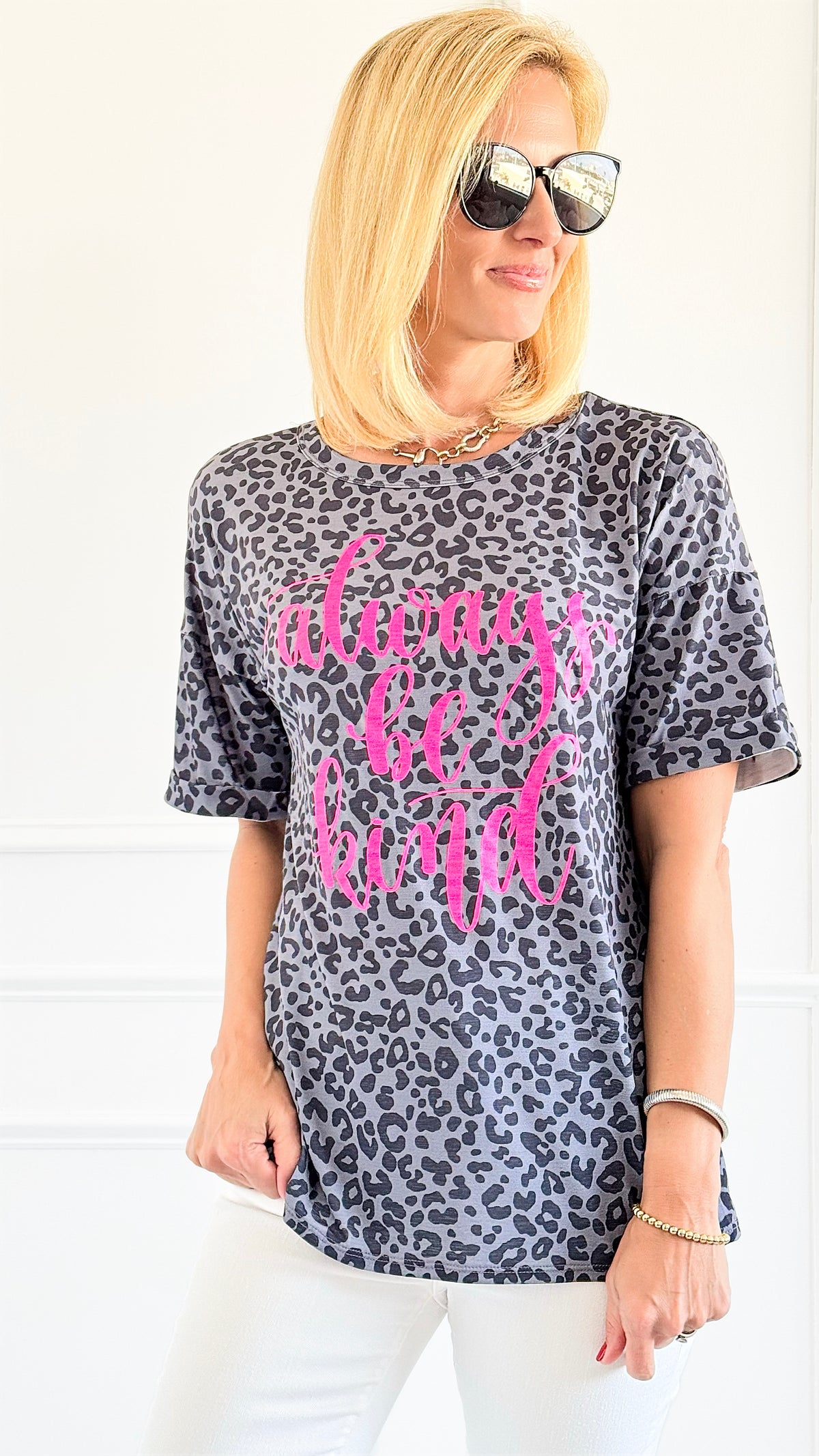 Leopard Love Kindness Top-110 Short Sleeve Tops-Heimish-Coastal Bloom Boutique, find the trendiest versions of the popular styles and looks Located in Indialantic, FL