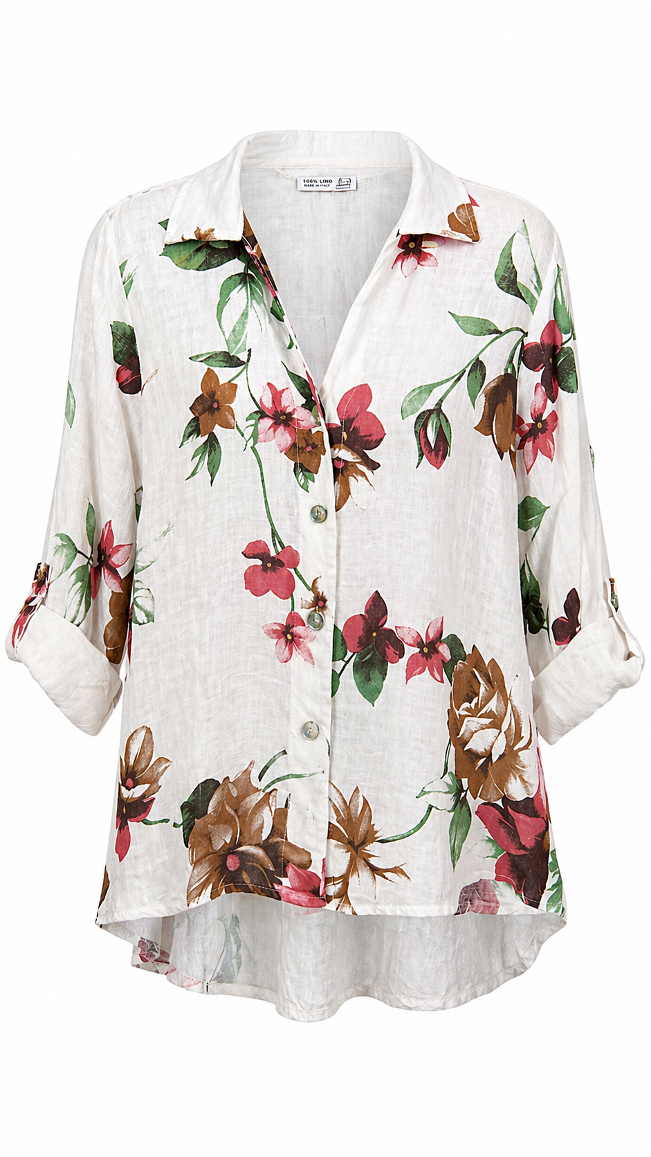 Elegant Petal Linen Italian Button Top