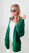 Sugar High Italian Cardigan - Kelly Green-150 Cardigans/Layers-Yolly-Coastal Bloom Boutique, find the trendiest versions of the popular styles and looks Located in Indialantic, FL