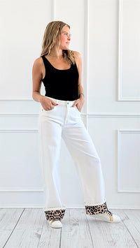 Chateau Leopard Cuff Jeans-170 Bottoms-Q2-Coastal Bloom Boutique, find the trendiest versions of the popular styles and looks Located in Indialantic, FL