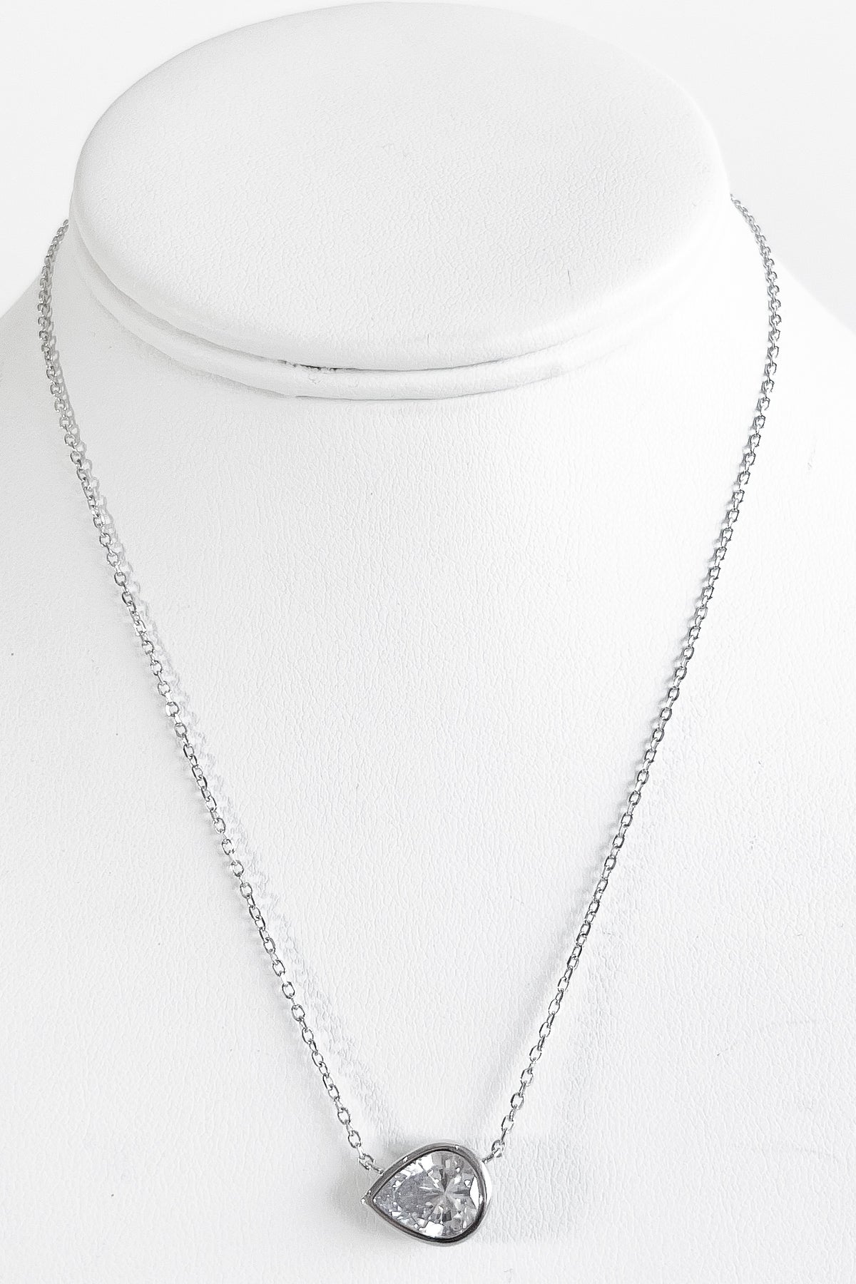 Sterling Silver Bezzel Pear Necklace-230 Jewelry-NYC-Coastal Bloom Boutique, find the trendiest versions of the popular styles and looks Located in Indialantic, FL