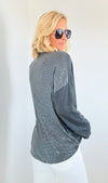 Sequin Back Detail Pocketed Italian Sweatshirt-130 Long Sleeve Tops-Tempo-Coastal Bloom Boutique, find the trendiest versions of the popular styles and looks Located in Indialantic, FL