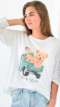 Beach Club Bear Italian Graphic Tee-110 Long Sleeve Tops-Italianissimo-Coastal Bloom Boutique, find the trendiest versions of the popular styles and looks Located in Indialantic, FL