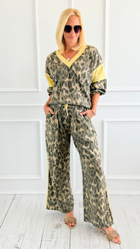Leopard Stripe Wide Leg Pant Set-210 Loungewear/Sets-J.NNA-Coastal Bloom Boutique, find the trendiest versions of the popular styles and looks Located in Indialantic, FL