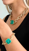 Chunky Crystal Square Magnetic Bracelet - Emerald-230 Jewelry-AF Designs-Coastal Bloom Boutique, find the trendiest versions of the popular styles and looks Located in Indialantic, FL