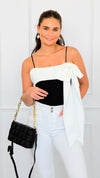 Wrapped in Drama Satin Bow Top-100 Sleeveless Tops-My Story/Event-Coastal Bloom Boutique, find the trendiest versions of the popular styles and looks Located in Indialantic, FL