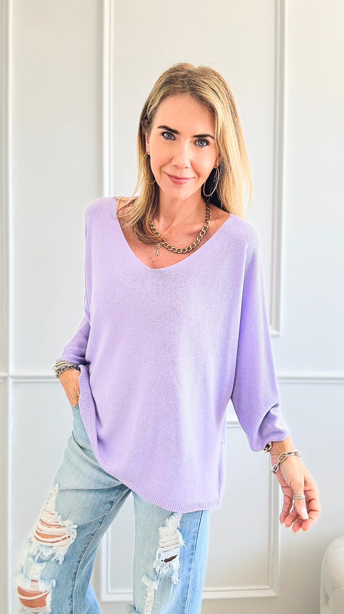 Sundays Ribbed Italian Top - Purple-130 Long Sleeve Tops-Italianissimo-Coastal Bloom Boutique, find the trendiest versions of the popular styles and looks Located in Indialantic, FL
