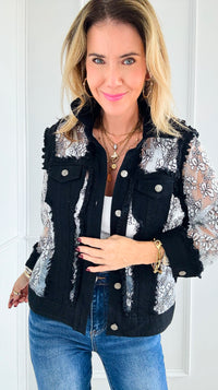 Sheer Floral Lace Jacket-160 Jackets-AZI Jeans-Coastal Bloom Boutique, find the trendiest versions of the popular styles and looks Located in Indialantic, FL