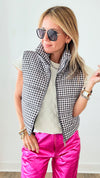 Plaid Italian Vest - Black/ White-150 Cardigan Layers-Germany-Coastal Bloom Boutique, find the trendiest versions of the popular styles and looks Located in Indialantic, FL