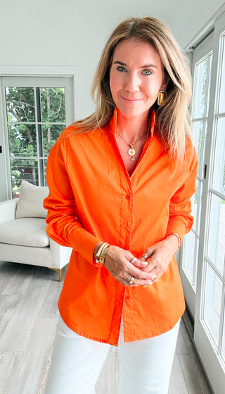 Sutton Italian Button Up Blouse- Orange