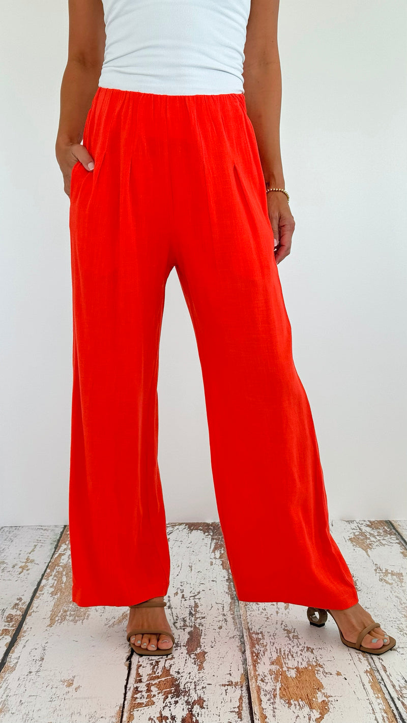 Relaxed Wide Leg Pants- Orange-170 Bottoms-oddi-Coastal Bloom Boutique, find the trendiest versions of the popular styles and looks Located in Indialantic, FL