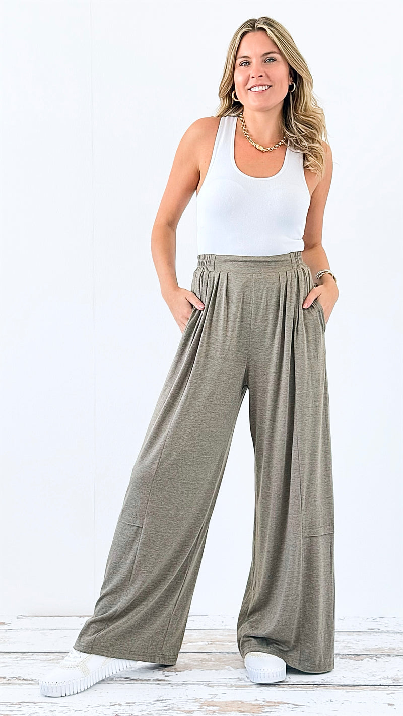 Effortless Flow Lounge Pants - Heather Olive-170 Bottoms-oddi-Coastal Bloom Boutique, find the trendiest versions of the popular styles and looks Located in Indialantic, FL