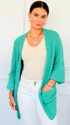 Cuff & Comfort Chenille Cardigan-Emerald Mint-150 Cardigans/Layers-POL-Coastal Bloom Boutique, find the trendiest versions of the popular styles and looks Located in Indialantic, FL
