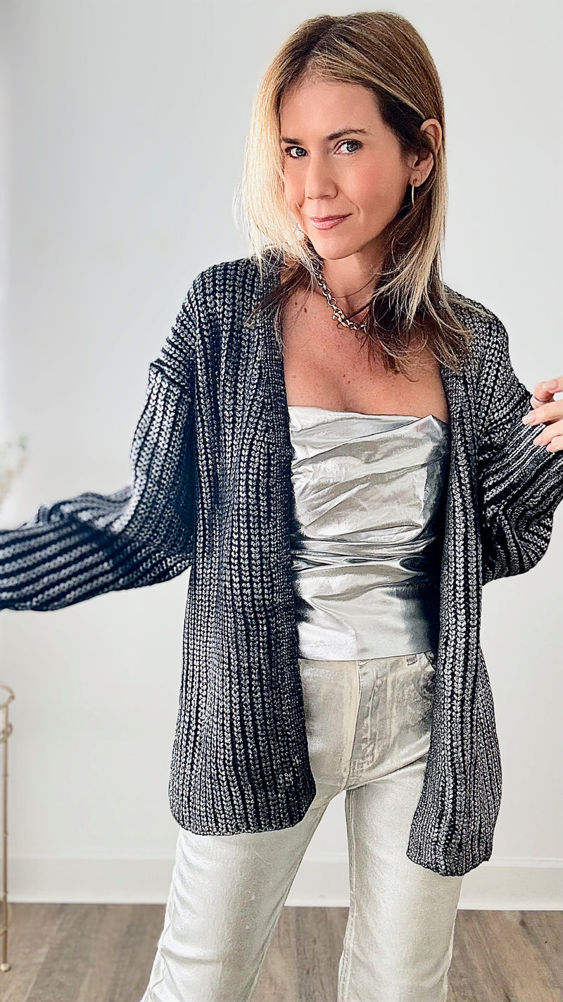 Nightingale Chunky Knit Cardigan - Silver-150 Cardigans/Layers-BIBI-Coastal Bloom Boutique, find the trendiest versions of the popular styles and looks Located in Indialantic, FL