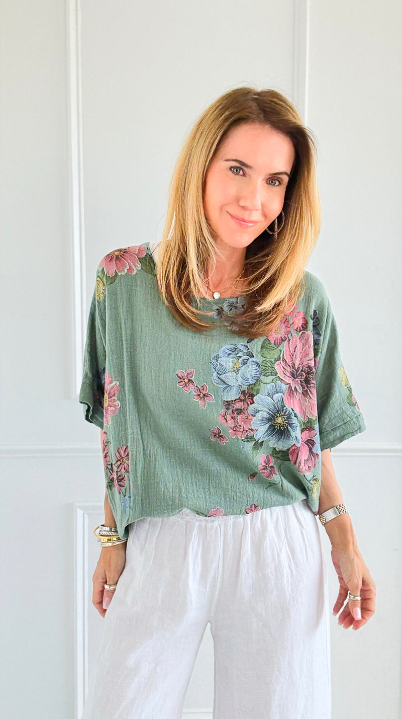 Bloom Relaxed Italian Top- Olive-110 short Sleeve Top-Italianissimo-Coastal Bloom Boutique, find the trendiest versions of the popular styles and looks Located in Indialantic, FL